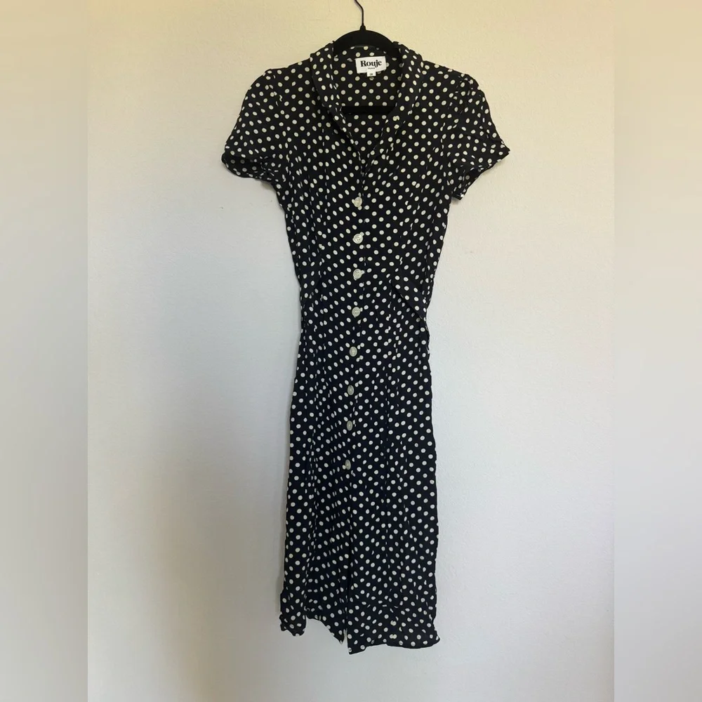 Rouje Marin polka dot dress 38 black white - Picture 6 of 10